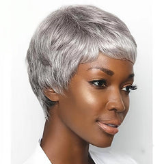 150 Density Curly Pixie Cut Wigs Synthetic Hair Replacement