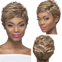 150 Density Curly Pixie Cut Wigs Synthetic Hair Replacement