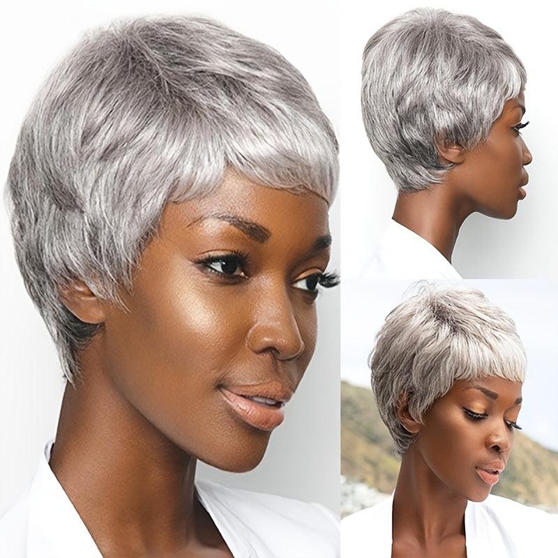 150 Density Curly Pixie Cut Wigs Synthetic Hair Replacement
