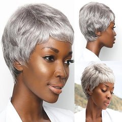 150 Density Curly Pixie Cut Wigs Synthetic Hair Replacement