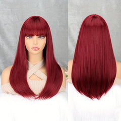 8 Cm Long Straight Wigs With Bangs Synthetic Hair Replacement Wigs