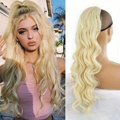 Long Wavy Ponytail Hairpiece Brown/Blonde Clip In Hair Extensions