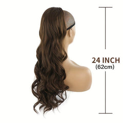 Long Wavy Ponytail Hairpiece Brown/Blonde Clip In Hair Extensions
