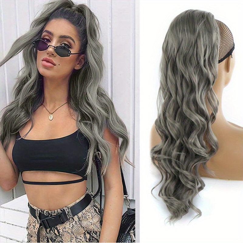 Long Wavy Ponytail Hairpiece Brown/Blonde Clip In Hair Extensions