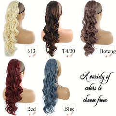 Long Wavy Ponytail Hairpiece Brown/Blonde Clip In Hair Extensions