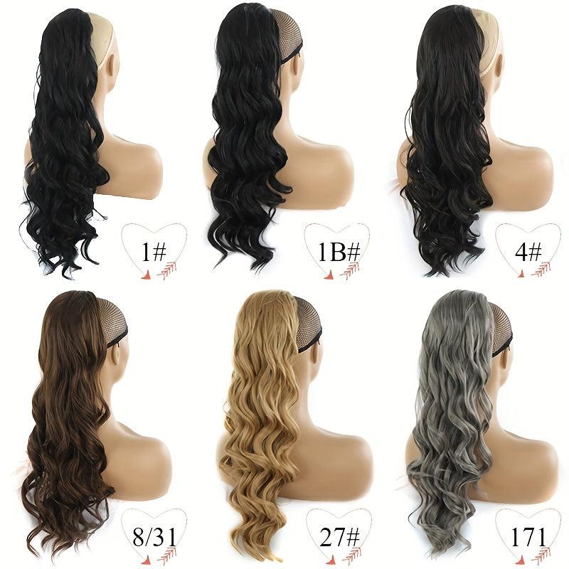 Long Wavy Ponytail Hairpiece Brown/Blonde Clip In Hair Extensions