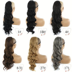 Long Wavy Ponytail Hairpiece Brown/Blonde Clip In Hair Extensions