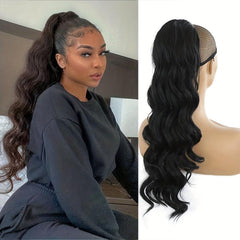 Long Wavy Ponytail Hairpiece Brown/Blonde Clip In Hair Extensions