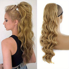 Long Wavy Ponytail Hairpiece Brown/Blonde Clip In Hair Extensions