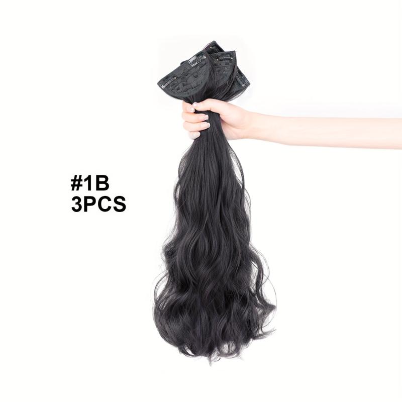 3pcs Wavy Hair Extensions 50 Long Curly Synthetic Hair Pieces For Women Girls