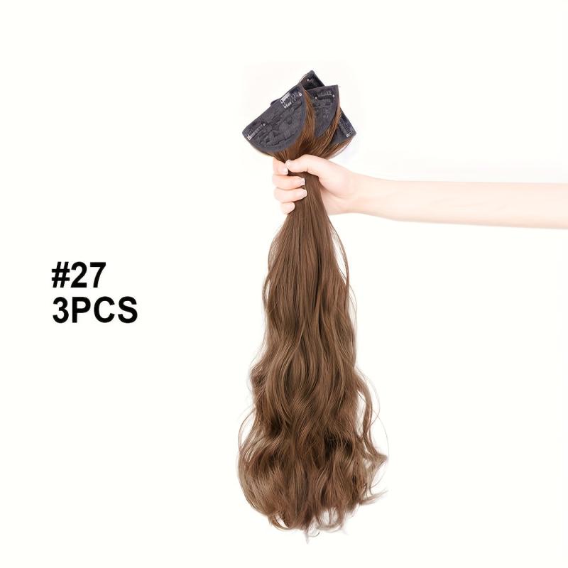 3pcs Wavy Hair Extensions 50 Long Curly Synthetic Hair Pieces For Women Girls