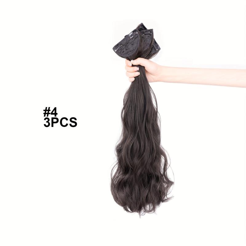 3pcs Wavy Hair Extensions 50 Long Curly Synthetic Hair Pieces For Women Girls