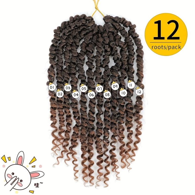 8 Pack Pre-Twisted Short Passion Twist Hair Extensions, 25cm