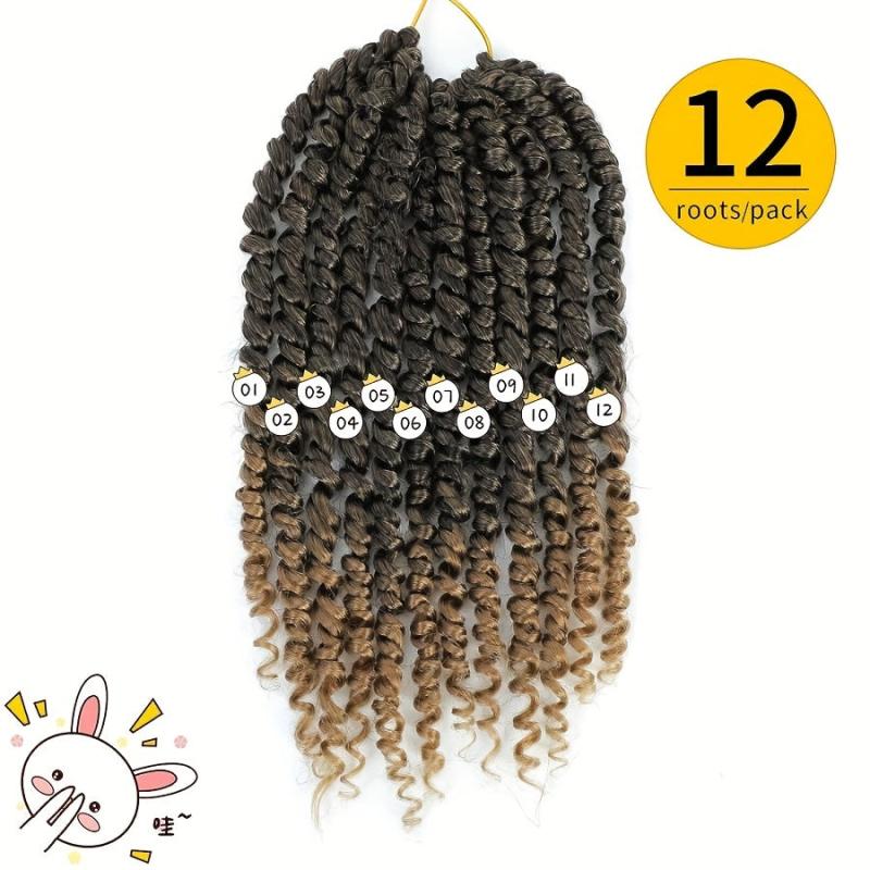 8 Pack Pre-Twisted Short Passion Twist Hair Extensions, 25cm