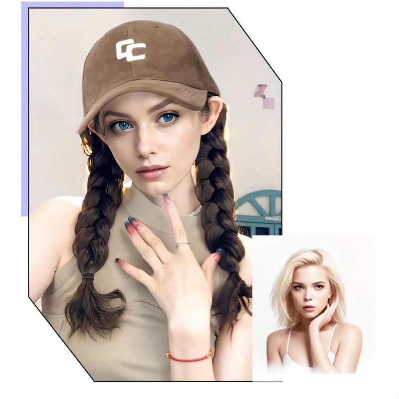 Long Wavy Hair Baseball Cap Brown Adjustable Hat With Synthetic Wig