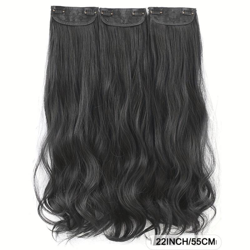 3pcs Set Clip In Curly Wavy Hair Extensions 55 88 Cm Long Brown