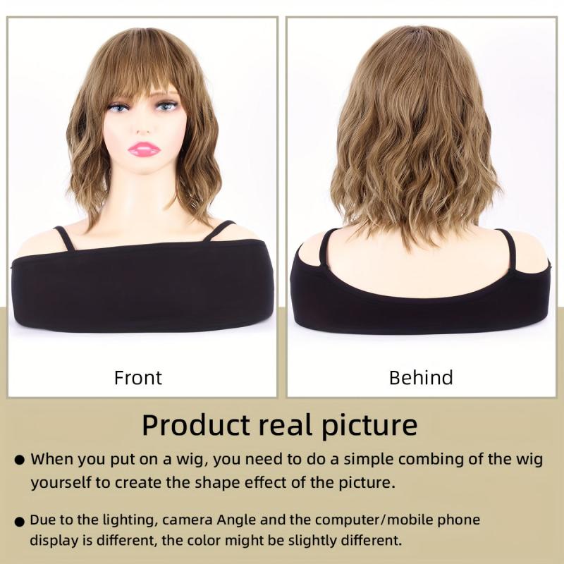 Short Synthetic Straight Wig With Bangs for Women