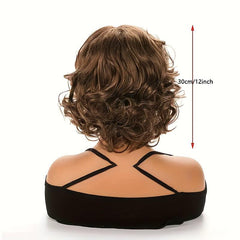 Short Curly Bob Cut Wig Synthetic Wig Heat Resistant Feather Wig