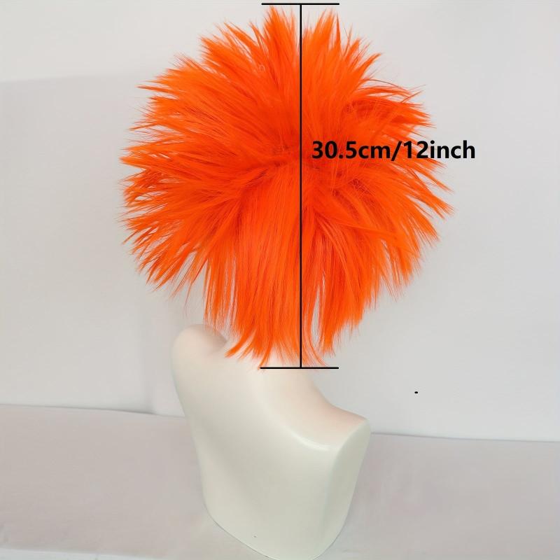 Short Straight Orange Cosplay Wig For Halloween & Wig Cap