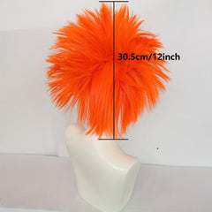 Short Straight Orange Cosplay Wig For Halloween & Wig Cap
