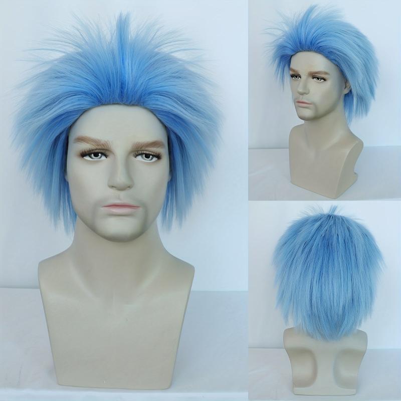 Short Straight Orange Cosplay Wig For Halloween & Wig Cap