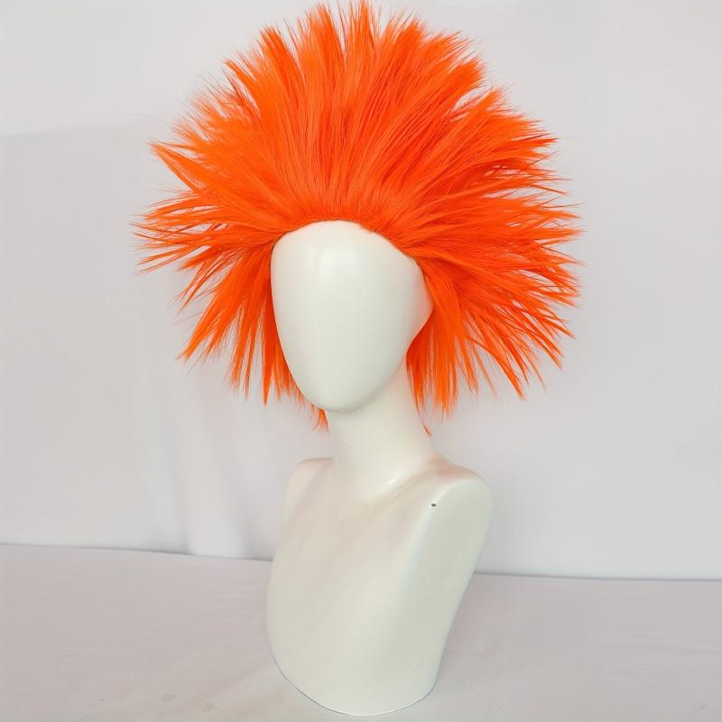 Short Straight Orange Cosplay Wig For Halloween & Wig Cap