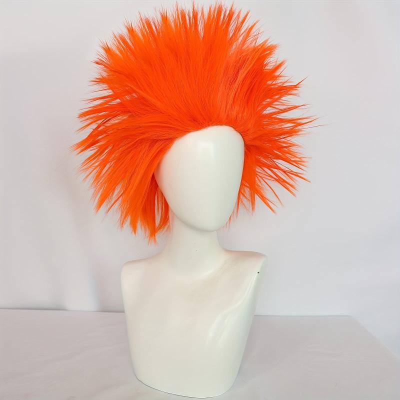 Short Straight Orange Cosplay Wig For Halloween & Wig Cap