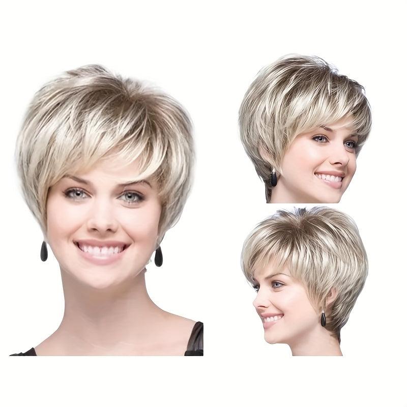 10 16 cm Short Straight Wig Ombre Synthetic Wig for Women