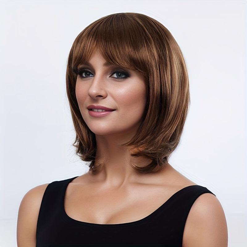 Ombre Bob Wig Shoulder Length Straight Hair Heat Resistant Synthetic Wig