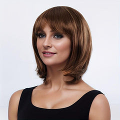 Ombre Bob Wig Shoulder Length Straight Hair Heat Resistant Synthetic Wig