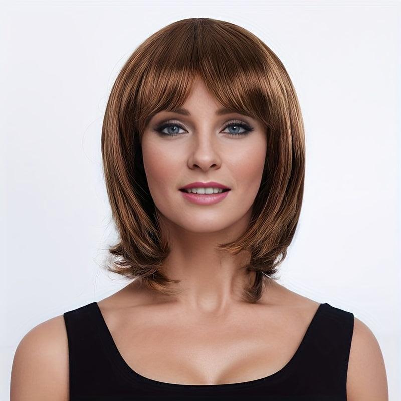 Ombre Bob Wig Shoulder Length Straight Hair Heat Resistant Synthetic Wig