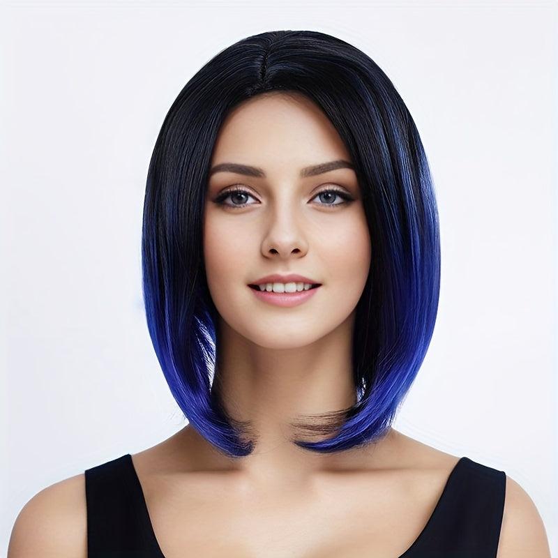 Ombre Bob Wig Shoulder Length Straight Hair Heat Resistant Synthetic Wig