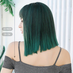 HAIRCUBE 22 Inch Green Straight Hair Cosplay Y2K Synthetic Wigs