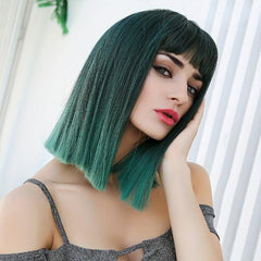 HAIRCUBE 22 Inch Green Straight Hair Cosplay Y2K Synthetic Wigs