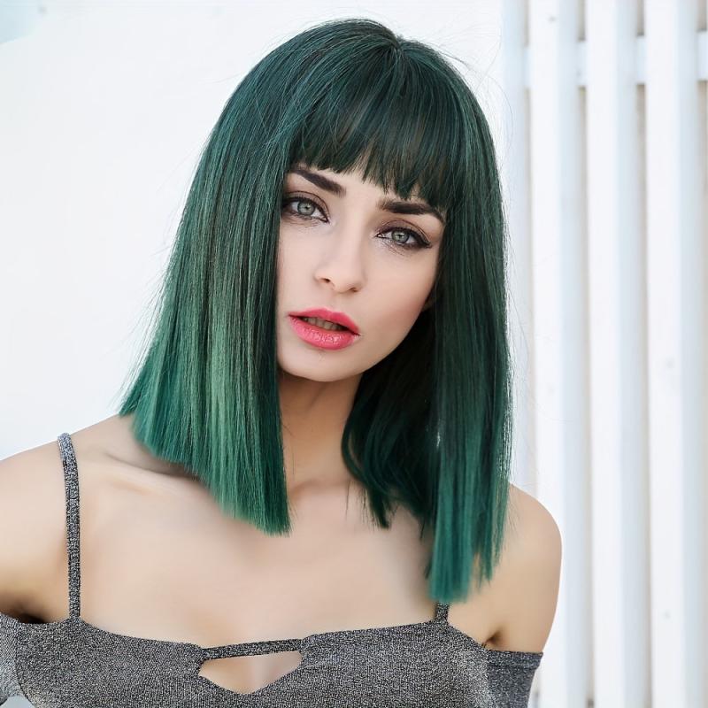 HAIRCUBE 22 Inch Green Straight Hair Cosplay Y2K Synthetic Wigs