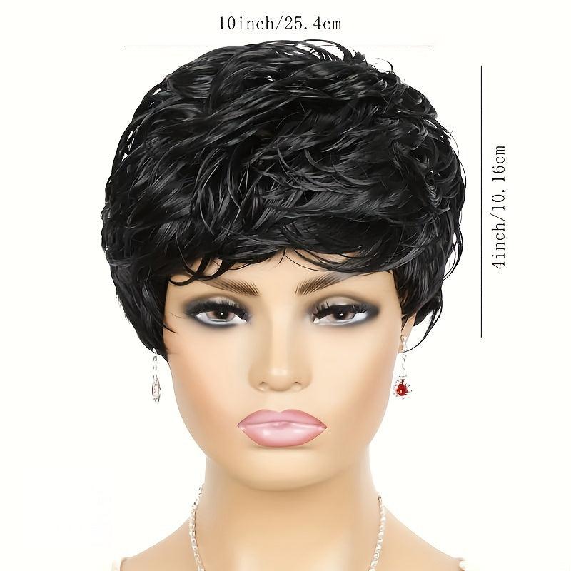 10 16 Cm Short Curly Wig Pixie Cut Wig With Bangs For Women