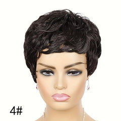 10 16 Cm Short Curly Wig Pixie Cut Wig With Bangs For Women