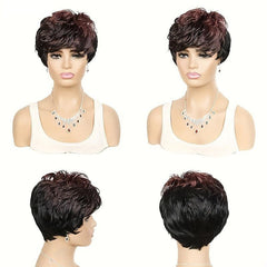 10 16 Cm Short Curly Wig Pixie Cut Wig With Bangs For Women