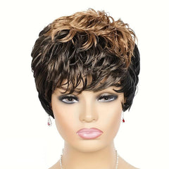 10 16 Cm Short Curly Wig Pixie Cut Wig With Bangs For Women