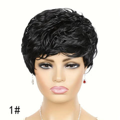 10 16 Cm Short Curly Wig Pixie Cut Wig With Bangs For Women