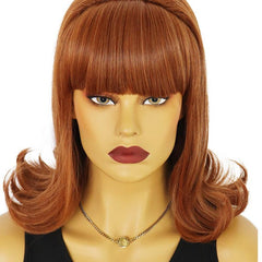 Brown Retro Beehive Style Wig for Women Girls Halloween Party Costume Cosplay