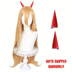 Long Orange Anime Cosplay Wig with Rabbit Ear Clip