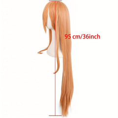 Long Orange Anime Cosplay Wig with Rabbit Ear Clip