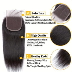 Virgin Human Hair Lace Closure 4x4 - Straight Hair Weave