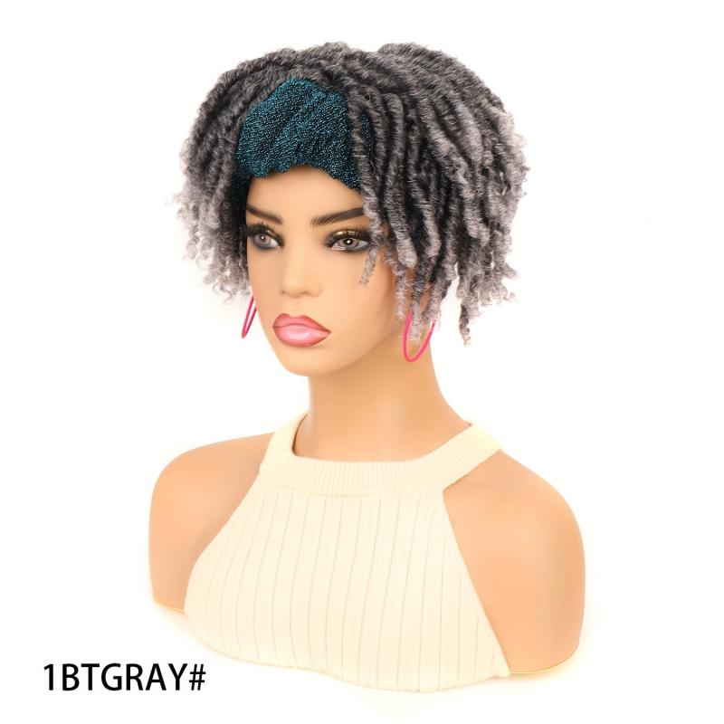 Short Ombre Faux Locs Crochet Hair Headband Wig