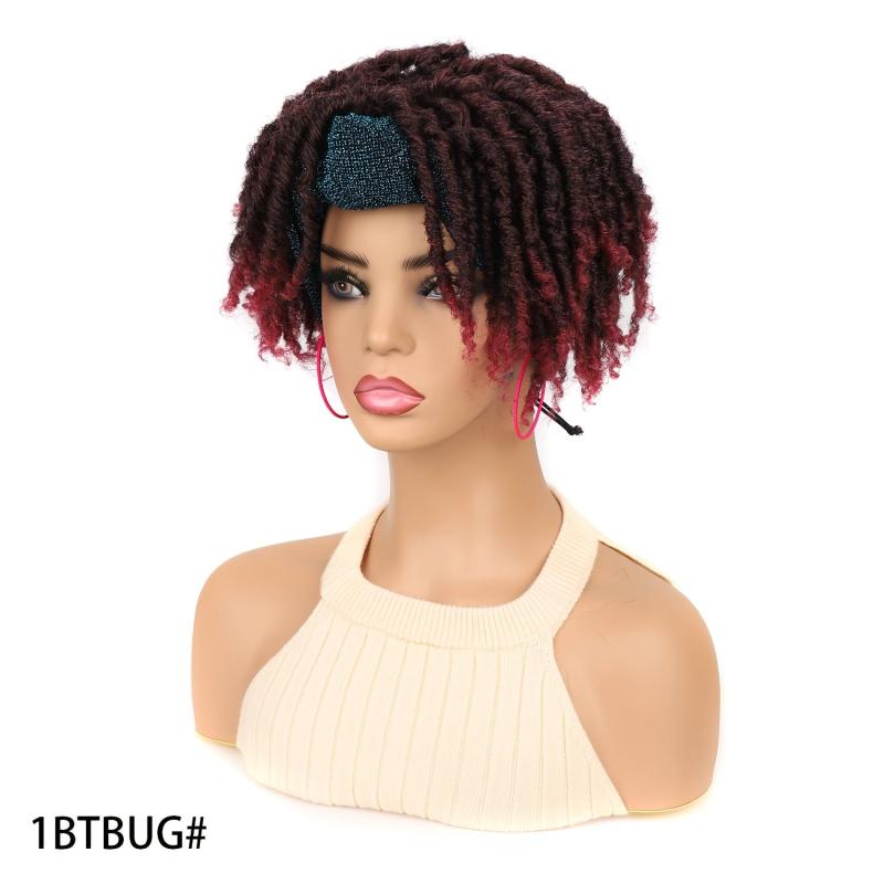 Short Ombre Faux Locs Crochet Hair Headband Wig