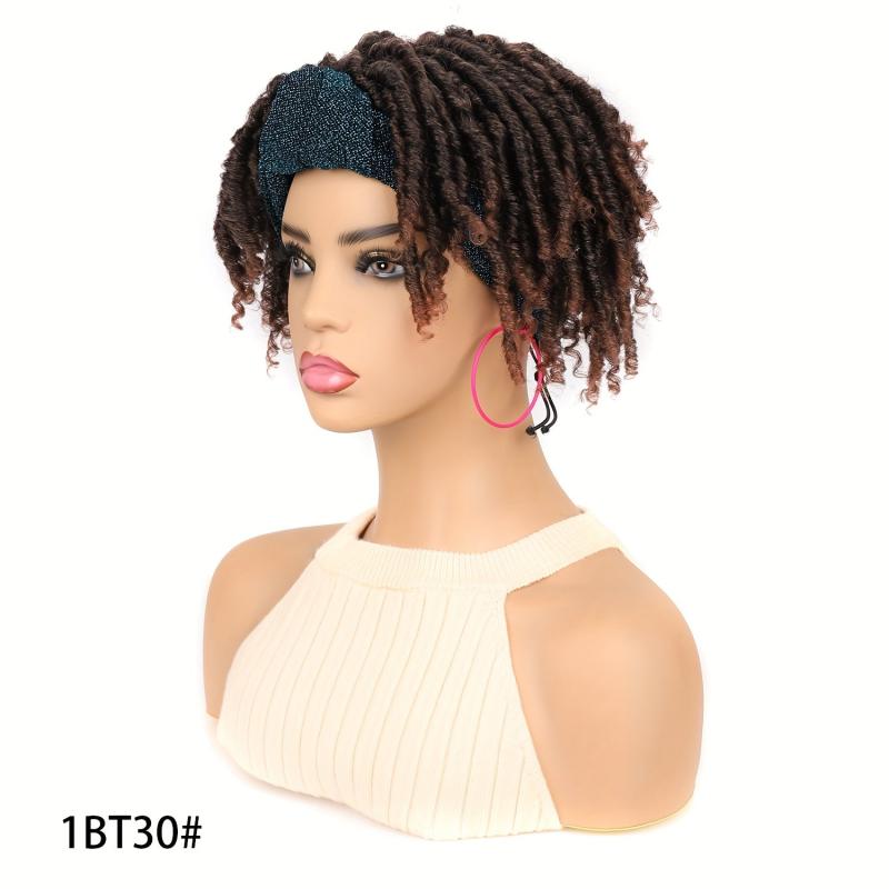 Short Ombre Faux Locs Crochet Hair Headband Wig