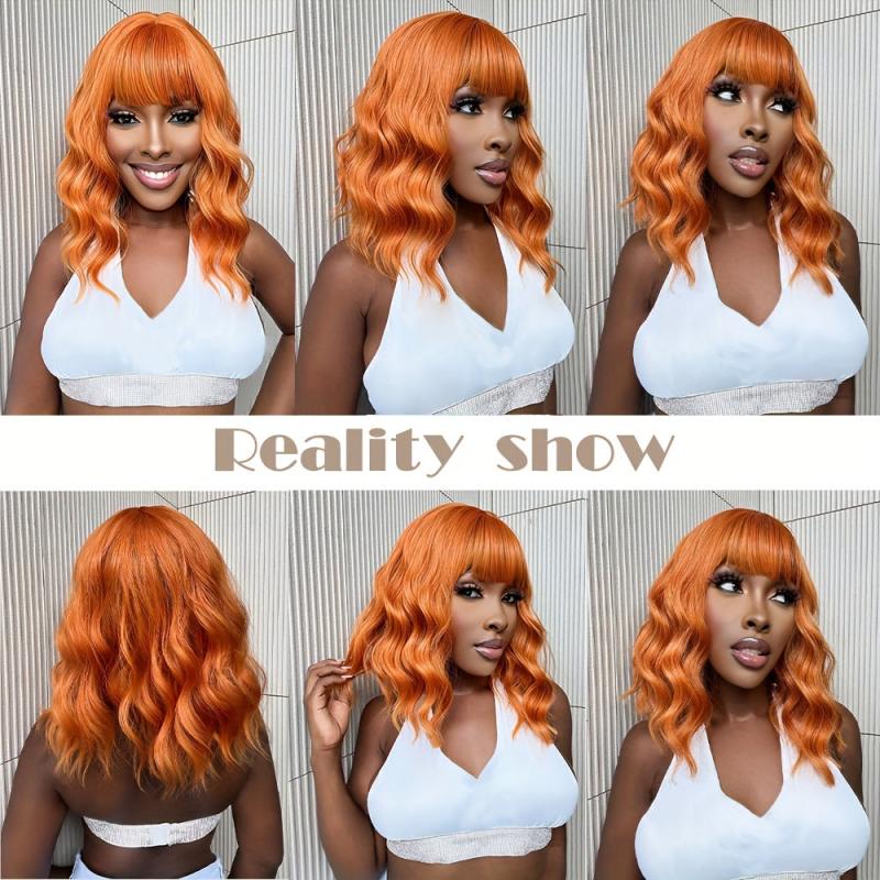 Shoulder Length Wavy Synthetic Wig Orange
