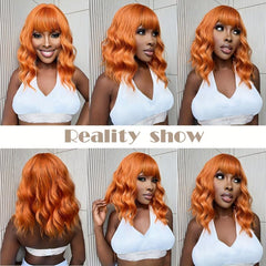 Shoulder Length Wavy Synthetic Wig Orange