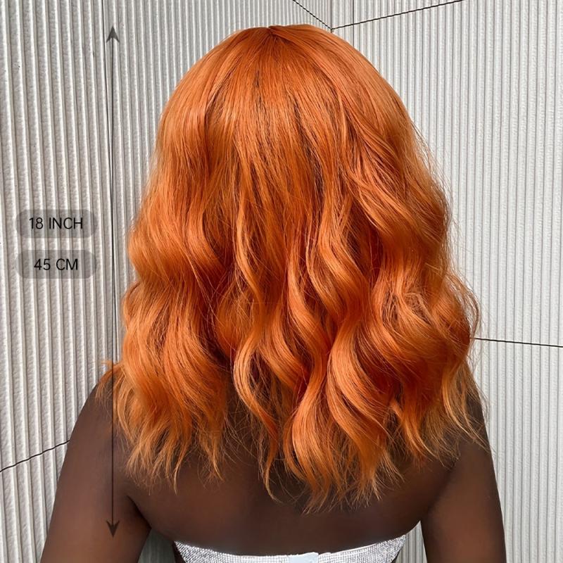 Shoulder Length Wavy Synthetic Wig Orange